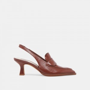 Dolce Vita Adele Leather Women Heels Brown | US-536298HCU