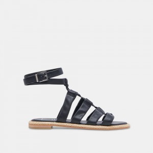 Dolce Vita Adison Leather Women Sandals Black | US-106593KXH