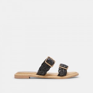 Dolce Vita Alaina Raffia Women Sandals Black | US-520897UXR