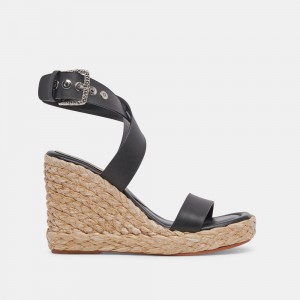 Dolce Vita Aldona Leather Women Wedges Black | US-947103QHW