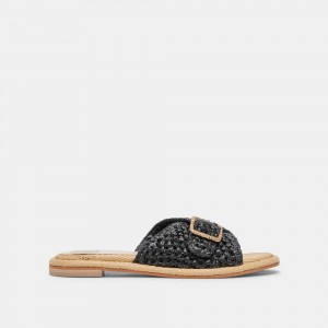 Dolce Vita Alonzo Raffia Women Sandals Black | US-476108VWI