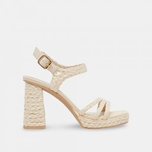 Dolce Vita Alysia Raffia Women Heels Cream | US-734128UNP