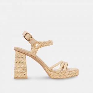 Dolce Vita Alysia Raffia Women Heels Sandals Light Brown | US-756923HAJ