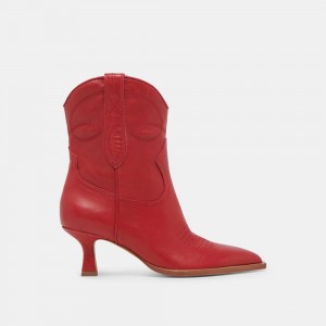 Dolce Vita Angel Leather Women Western Boots Red | US-028351BUR