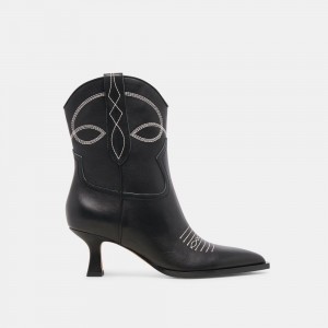 Dolce Vita Angel Leather Women Western Boots Black | US-861743GTO