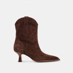 Dolce Vita Angel Suede Women Western Boots Dark Brown | US-314679VWB