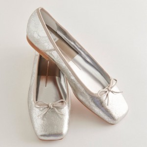 Dolce Vita Anisa Leather Women Ballet Flats Silver | US-703584BER