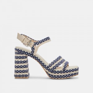 Dolce Vita Arnela Woven Women Heels Navy / Beige | US-498307UMQ