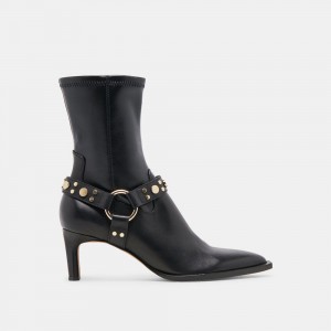 Dolce Vita Arya Stud Wide Calf Leather Women Boots Black | US-264037UAH