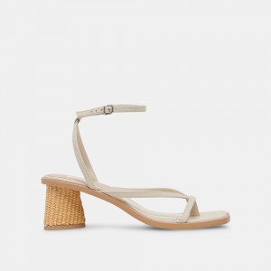 Dolce Vita Banita Wide Leather Women Sandals Cream | US-862130DWN