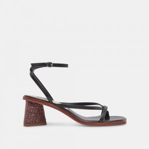 Dolce Vita Banita Wide Leather Women Sandals Black | US-714683JGP