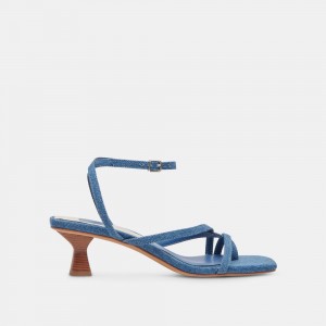 Dolce Vita Baylor Denim Women Heels Sandals Blue | US-342570DQB