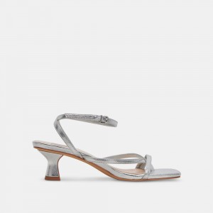 Dolce Vita Baylor Leather Women Heels Sandals Silver | US-534728GLI