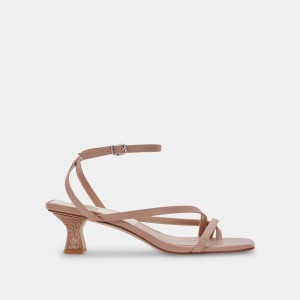 Dolce Vita Baylor Leather Women Heels Sandals Beige | US-107469JMP