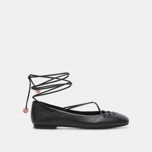 Dolce Vita Beate Leather Women Ballet Flats Black | US-513982UJZ