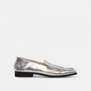 Dolce Vita Beny Leather Women Flats Silver | US-459130QGV