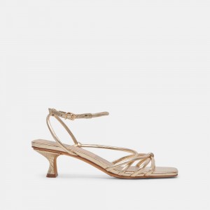 Dolce Vita Bev Leather Women Heels Gold | US-054328HLN