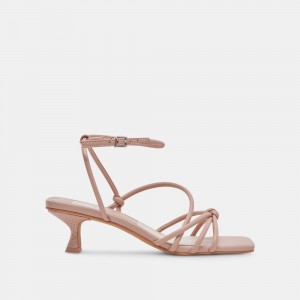 Dolce Vita Bev Wide Leather Women Heels Sandals Rose | US-123758KTR