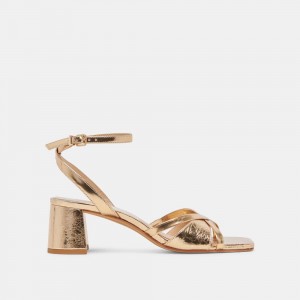 Dolce Vita Blakly Leather Women Heels Gold | US-034769ZEC