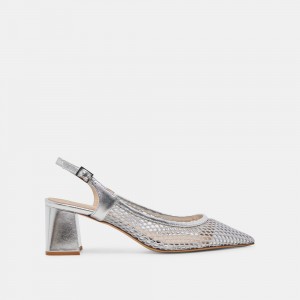 Dolce Vita Blondi Mesh Women Heels Silver | US-578602DNH