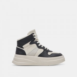 Dolce Vita Brax Leather Women Sneakers White / Black | US-208317FTL