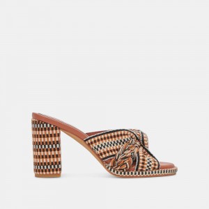 Dolce Vita Brilah Woven Women Heels Brown / Black / White | US-308657GTH