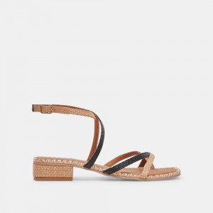 Dolce Vita Brinn Raffia Women Sandals Black | US-480762HQJ