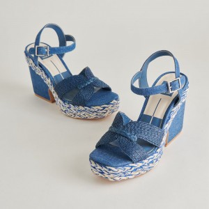 Dolce Vita Cale Denim Women Heels Blue | US-605728WRD