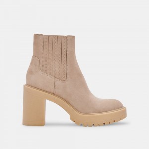 Dolce Vita Caster H2O Suede Women Booties Beige | US-902364JBL