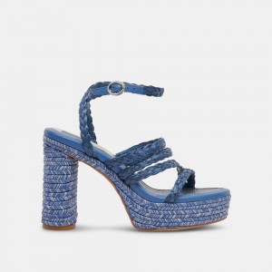 Dolce Vita Catina Raffia Women Heels Blue | US-360284PBK