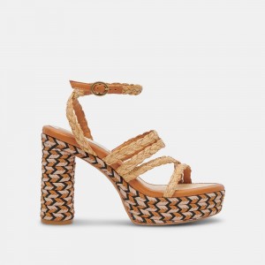 Dolce Vita Catina Raffia Women Heels Brown | US-498562LAX