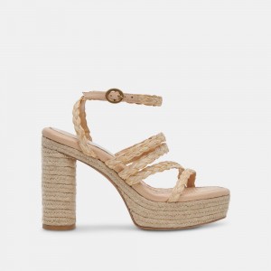 Dolce Vita Catina Raffia Women Heels Light Brown | US-710894HVC