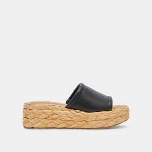 Dolce Vita Chavi Wide Leather Women Sandals Black | US-261749ISB