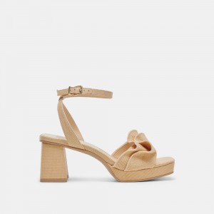 Dolce Vita Cheer Raffia Women Heels Light Brown | US-146238ADE