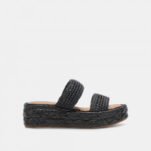 Dolce Vita Corla Raffia Women Sandals Black | US-650934PFT