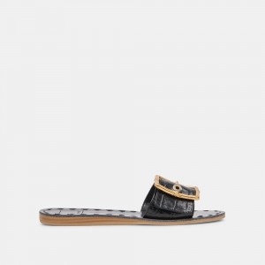 Dolce Vita Dasa Leather Women Sandals Black | US-783641FHA