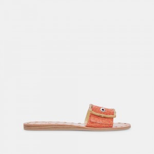 Dolce Vita Dasa Raffia Women Sandals Coral | US-368750BVQ