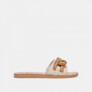 Dolce Vita Desa Leather Women Sandals Cream | US-645073YNG