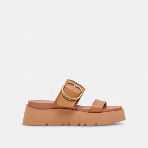 Dolce Vita Dex Leather Women Sandals Brown | US-258390GRT