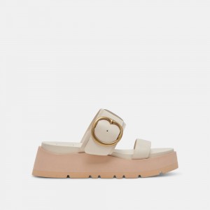 Dolce Vita Dex Leather Women Sandals Cream | US-430892NOM