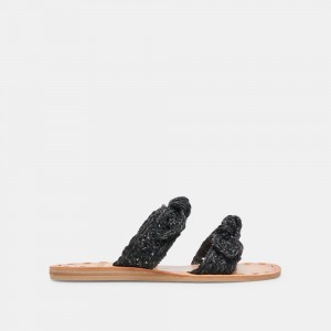 Dolce Vita Dinah Raffia Women Sandals Black | US-021983OLZ