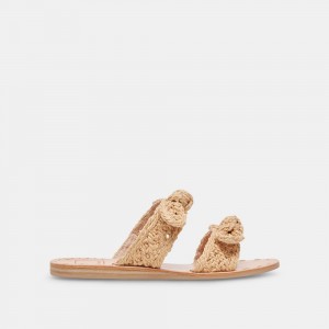 Dolce Vita Dinah Wide Raffia Women Sandals Light Brown | US-681490SZY