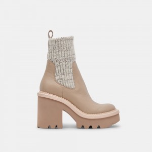 Dolce Vita Drago Leather Women Boots Beige | US-358429ZFD