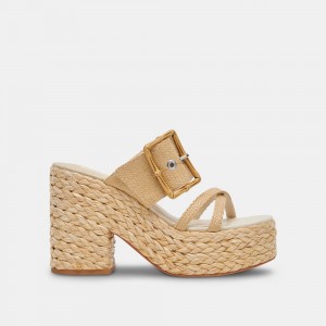 Dolce Vita Edwina Raffia Women Heels Light Brown | US-249071QCT