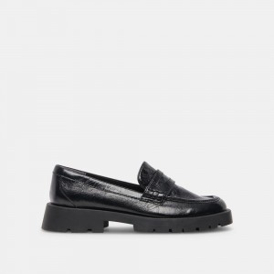 Dolce Vita Elias Crinkle Patent Women Flats Black | US-654283BZF