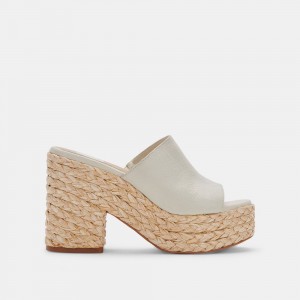 Dolce Vita Elora Leather Women Heels Cream | US-791302OHE