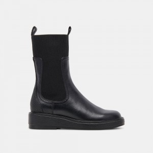 Dolce Vita Elyse H2O Leather Women Chelsea Boots Black | US-562803DRY