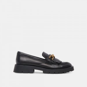 Dolce Vita Erna Wide Leather Women Flats Black | US-592640YCQ