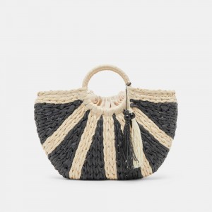 Dolce Vita Estelle Raffia Women Handbag Black | US-235461NXT