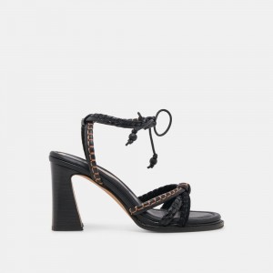 Dolce Vita Gazele Leather Women Heels Black | US-396872TZX